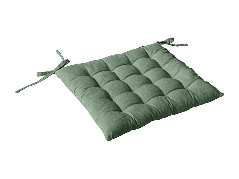 Galette de Chaise Piquée Uni "Panama" 38x38cm Vert Argile