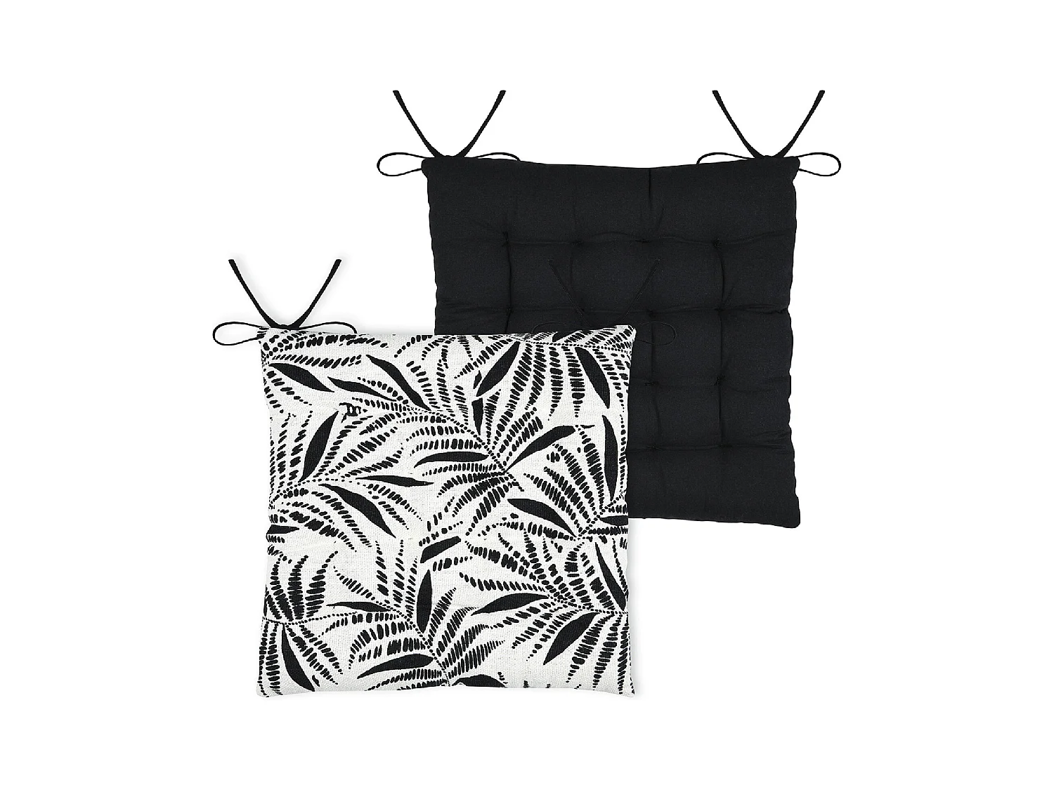 Galette de chaise carrée feuillage tropical en coton