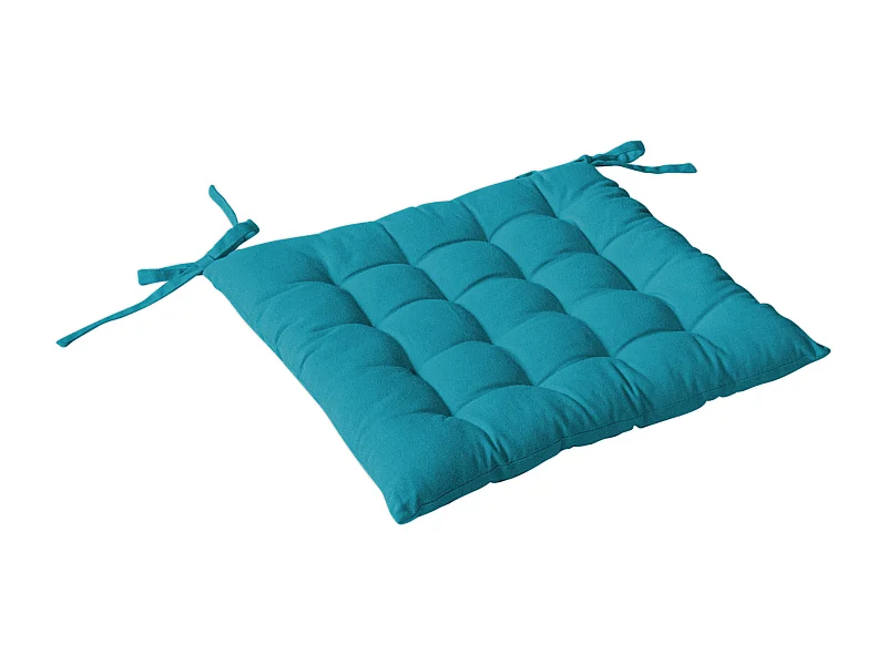 Galette de Chaise Piquée Uni "Panama" 38x38cm Bleu Canard