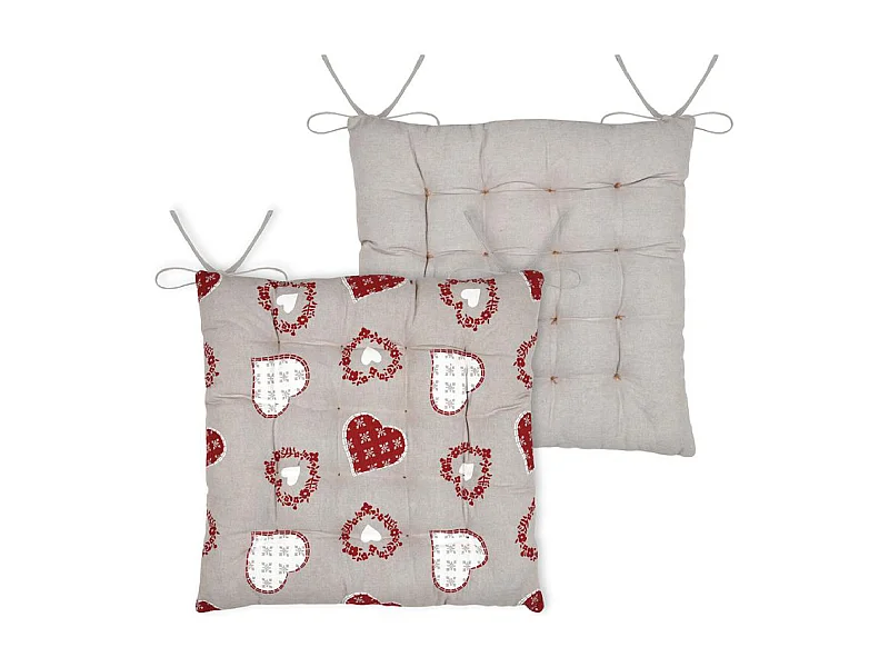 Galette de chaise coeurs esprit chalet en coton