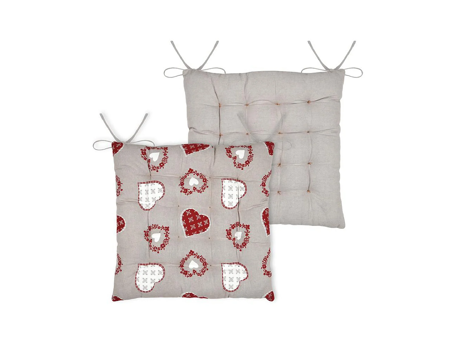 Galette de chaise coeurs esprit chalet en coton