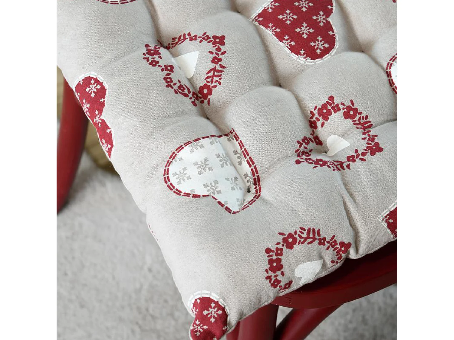 Galeta de silla corazones espíritu de cabaña en algodón 40 x 40 cm