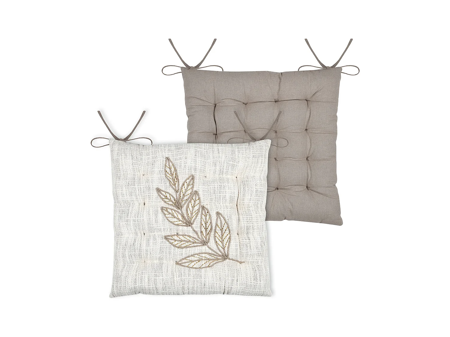 Galette de chaise feuillage effet matière en coton brodé