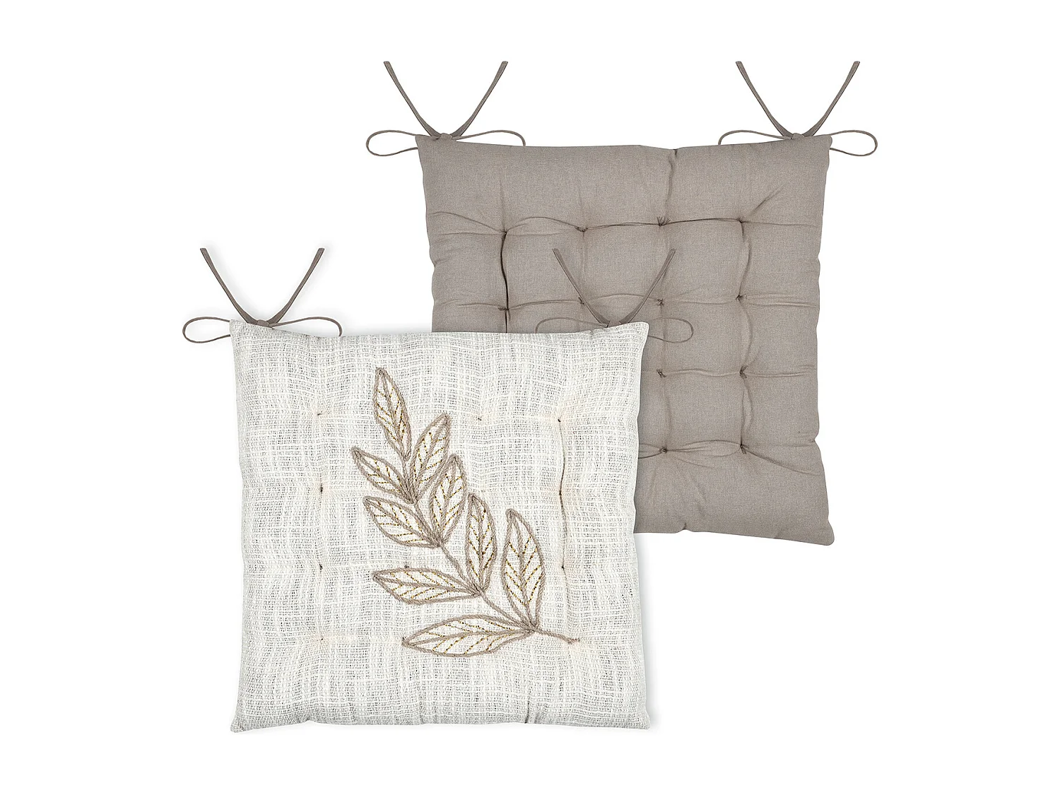 Galleta de silla de follaje efecto material en algodón bordado 38 x 38 cm