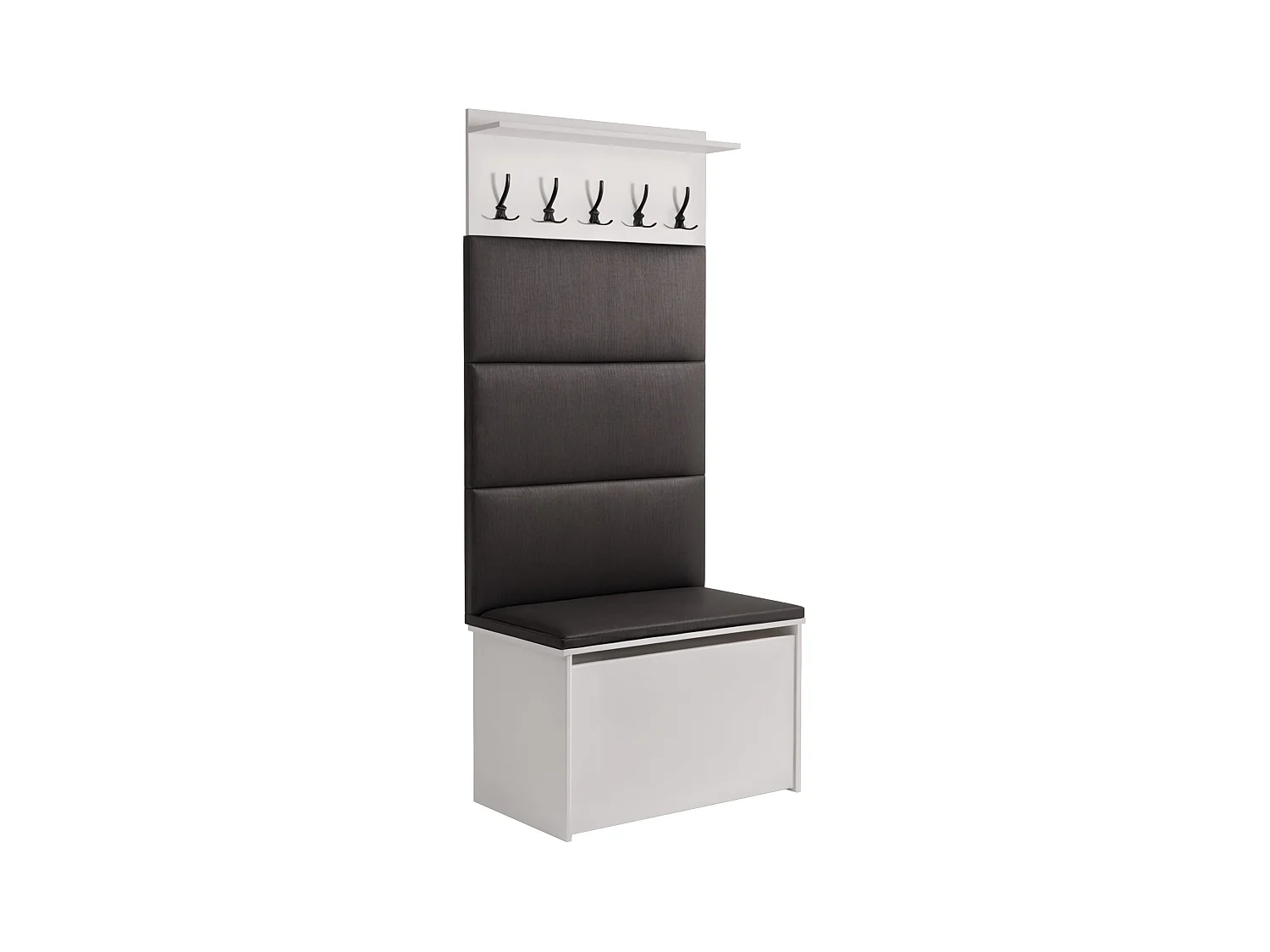 Meuble d'entrée - porte-manteau Cyndi avec coffre et siège - Noir