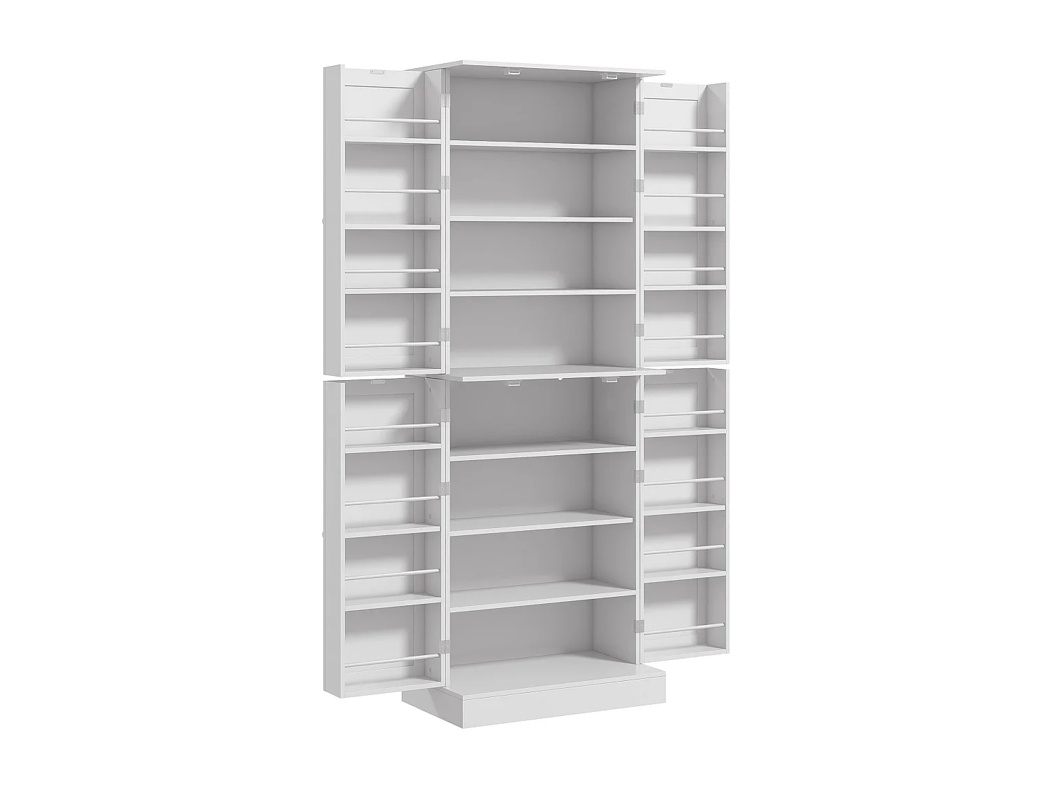 Buffet armoire de cuisine 2 portes 8 niveaux 16 porte-épices effet bois moulures blanc