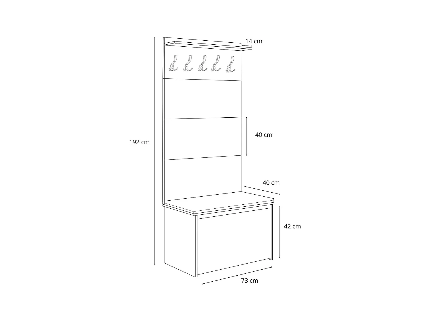 Meuble d'entrée - porte-manteau Cyndi avec coffre et siège - Bleu pétrole
