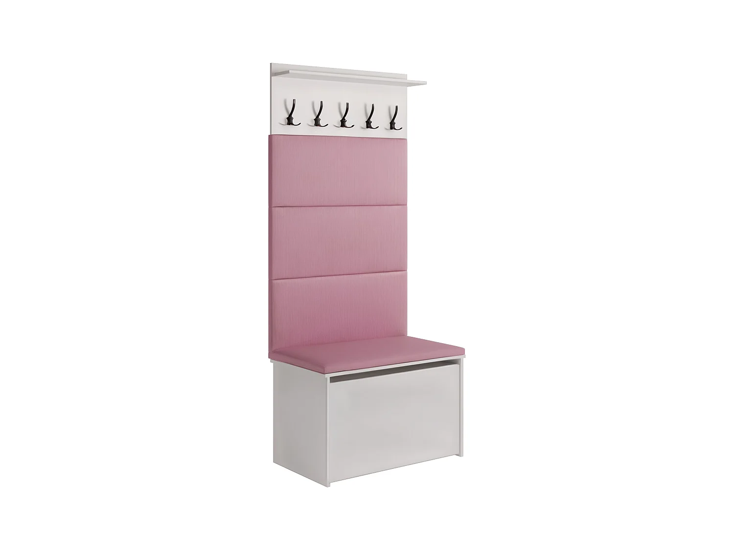 Meuble d'entrée - porte-manteau Cyndi avec coffre et siège - Rose