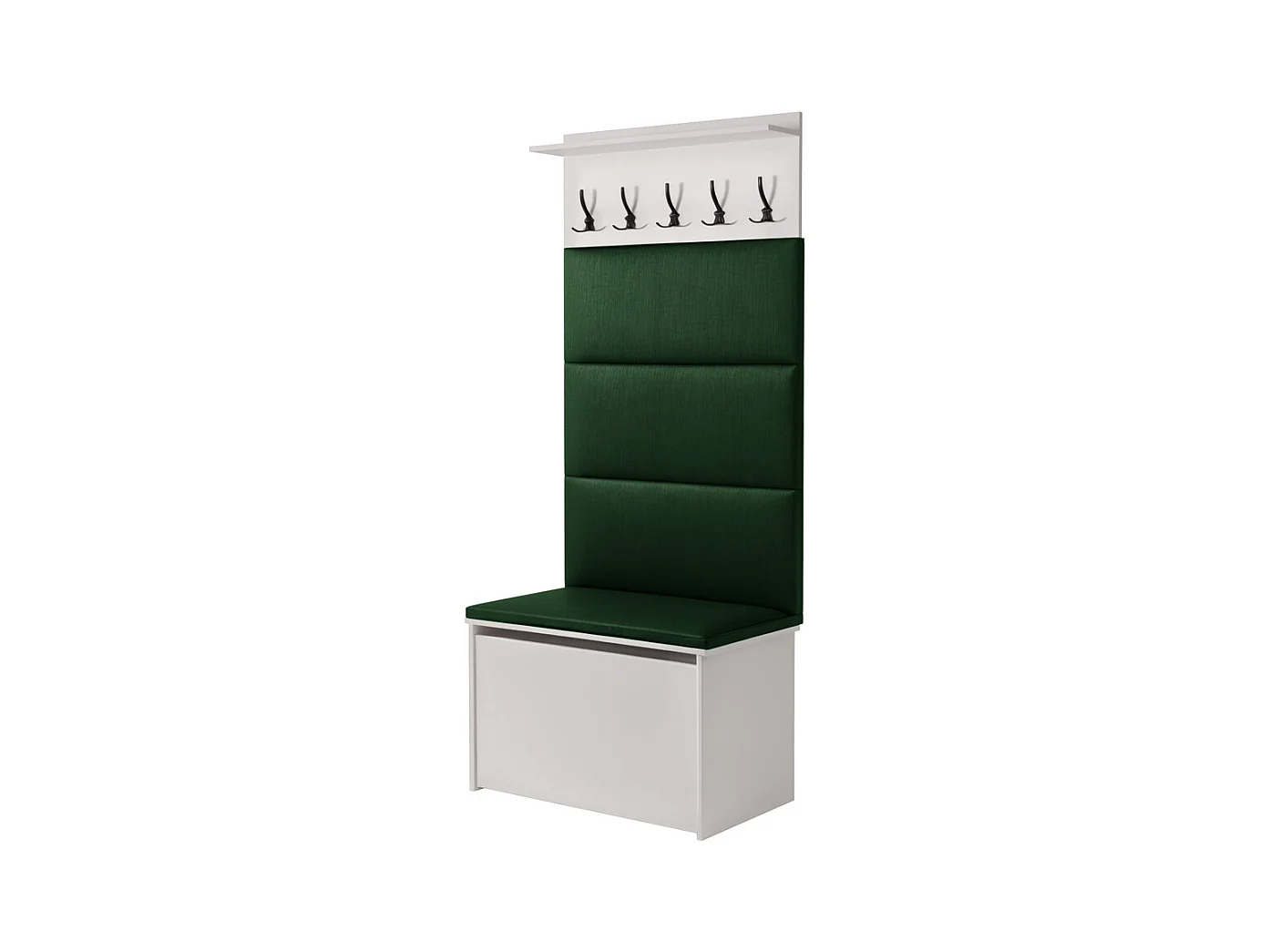 Meuble d'entrée - porte-manteau Cyndi avec coffre et siège - Vert