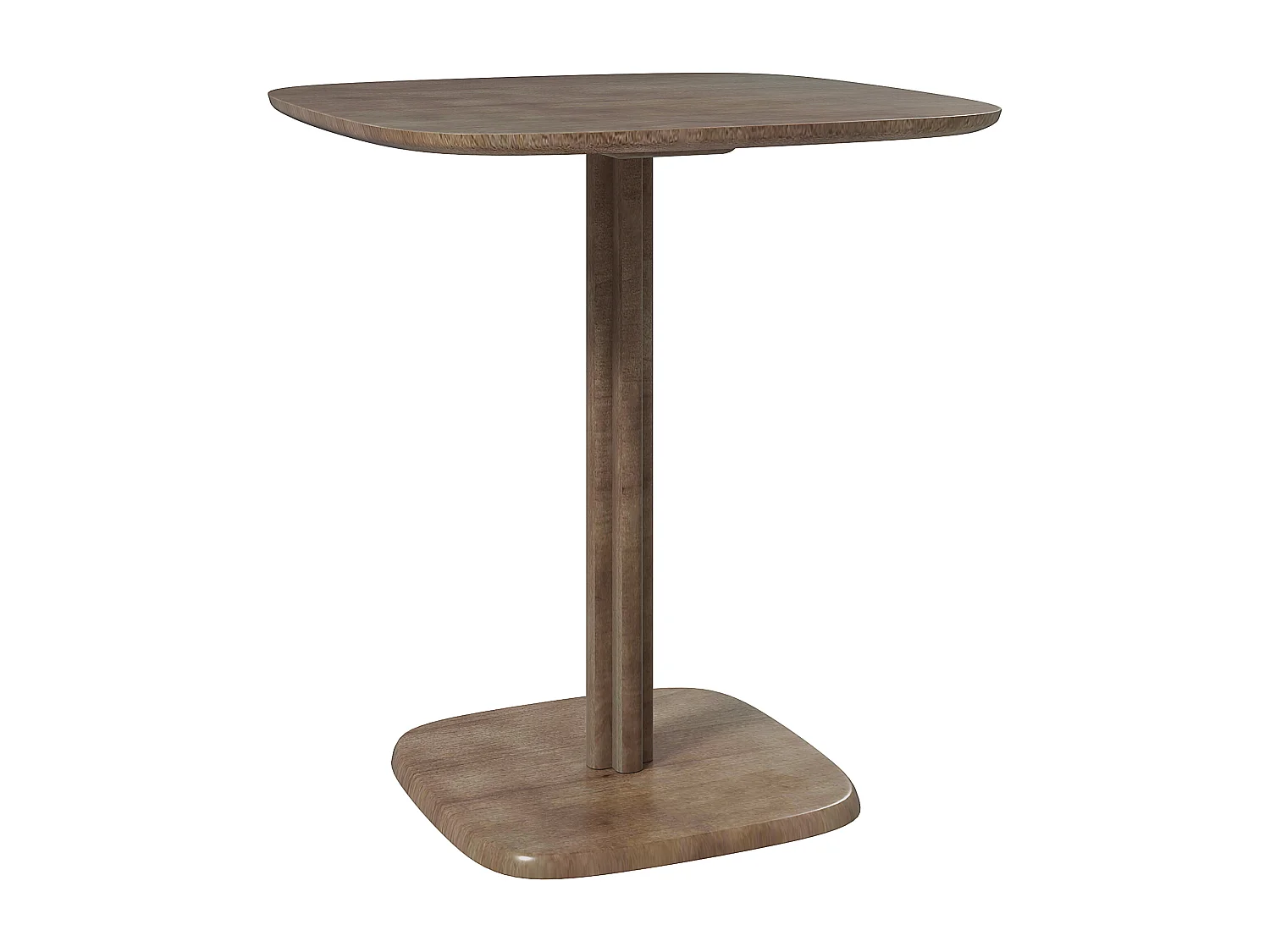 Table à manger design finition biseautée 4 personnes dim. 70 x 70 x 75 cm bois hévéa coloris foncé