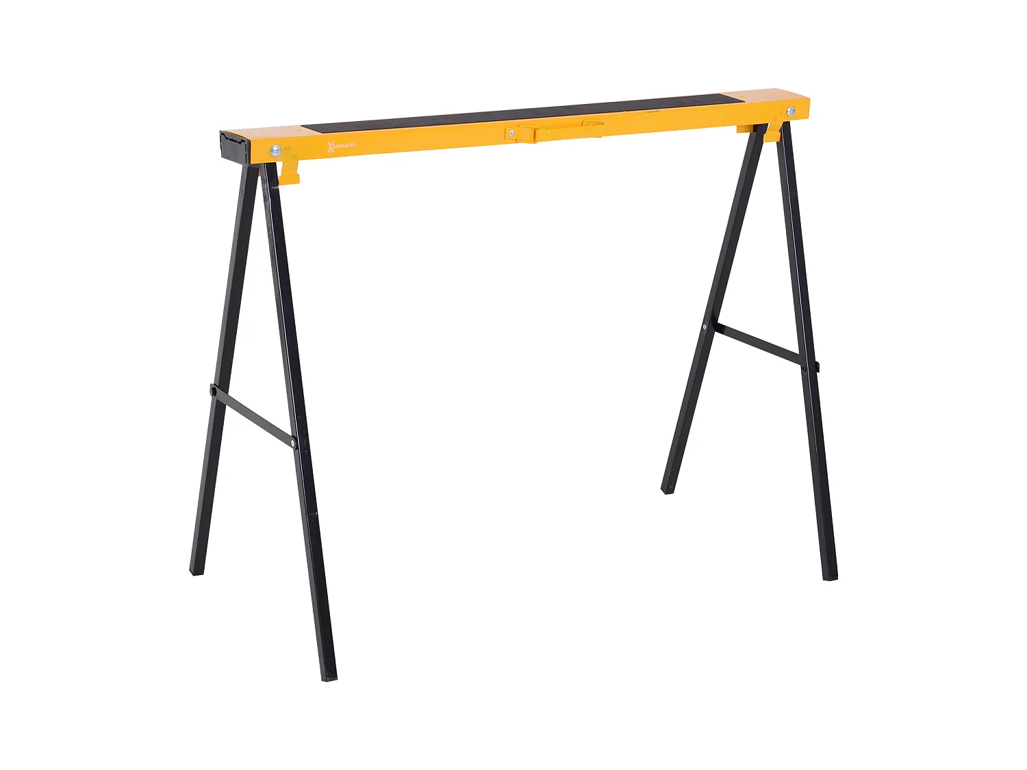 HOMCOM Lot de 2 tréteaux pliables compactes poignée transport dim. 100L x 50l x 76H cm surface antidérapante métal noir jaune