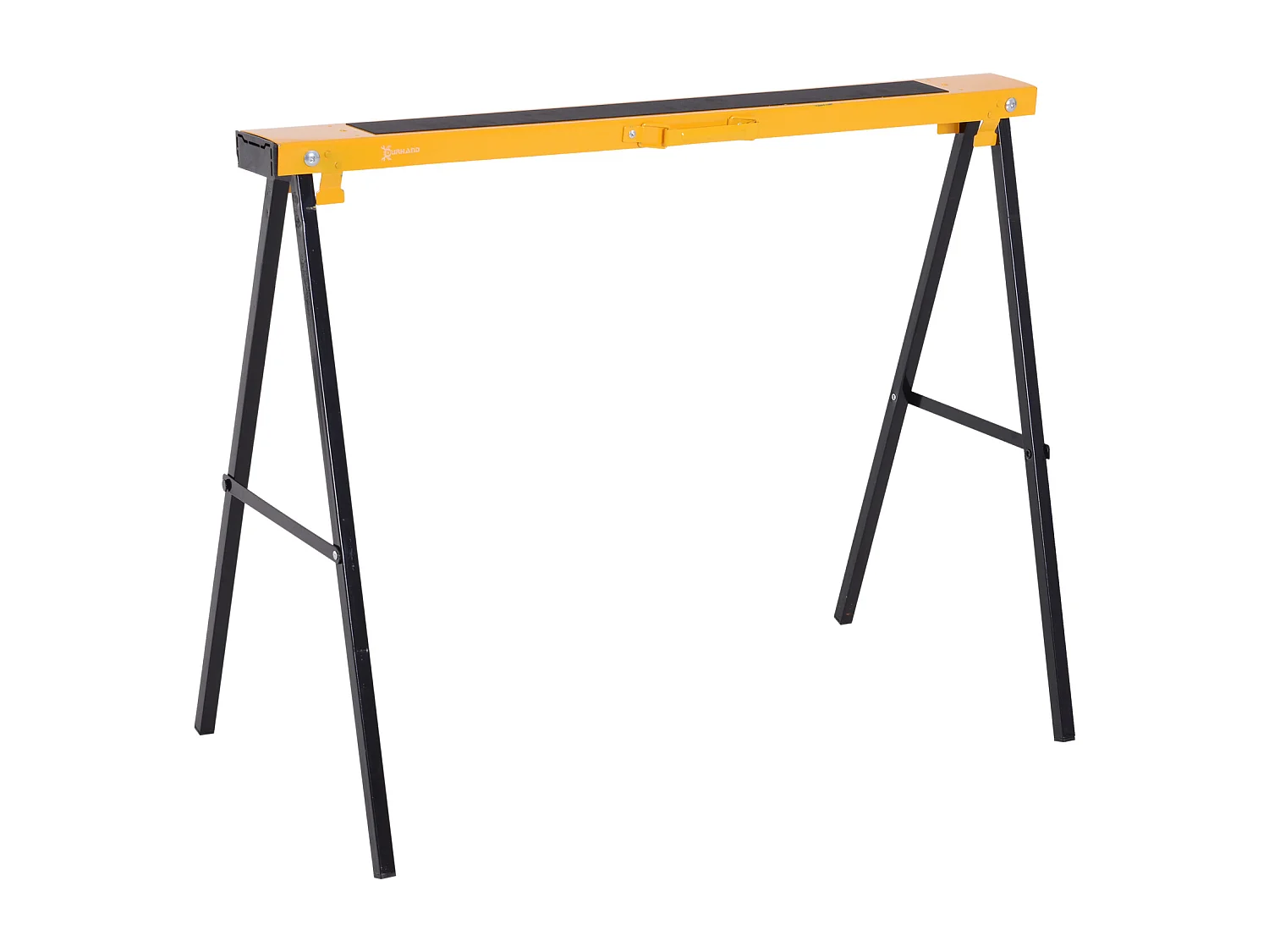 HOMCOM Lot de 2 tréteaux pliables compactes poignée transport dim. 100L x 50l x 76H cm surface antidérapante métal noir jaune