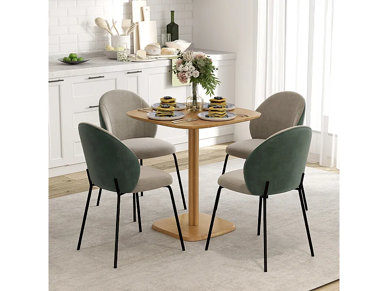 Table à manger design finition biseautée 4 personnes dim. 70 x 70 x 75 cm bois hévéa coloris naturel