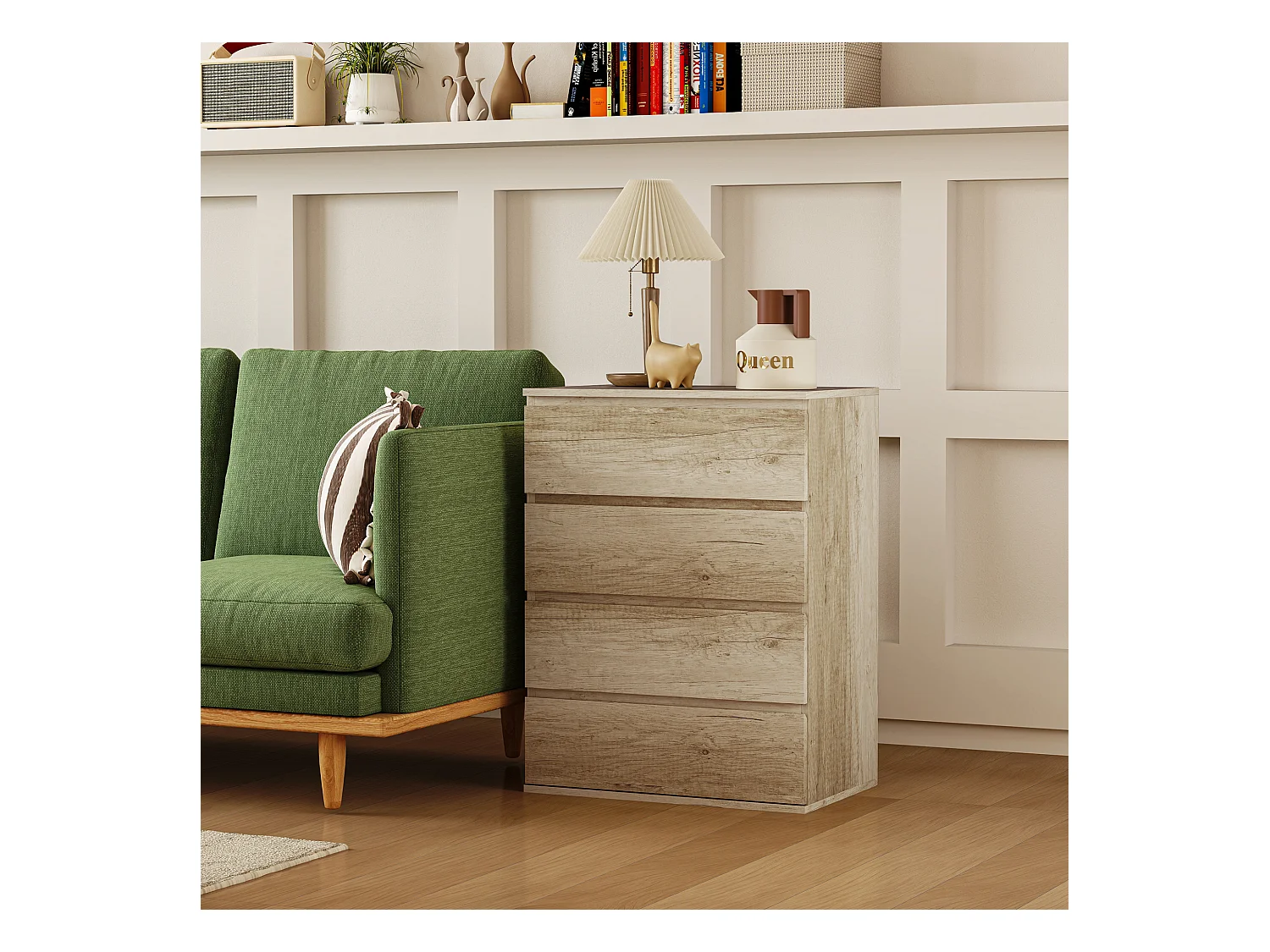 Commode 4 tiroirs dim. 60L x 40l x 80H cm effet bois