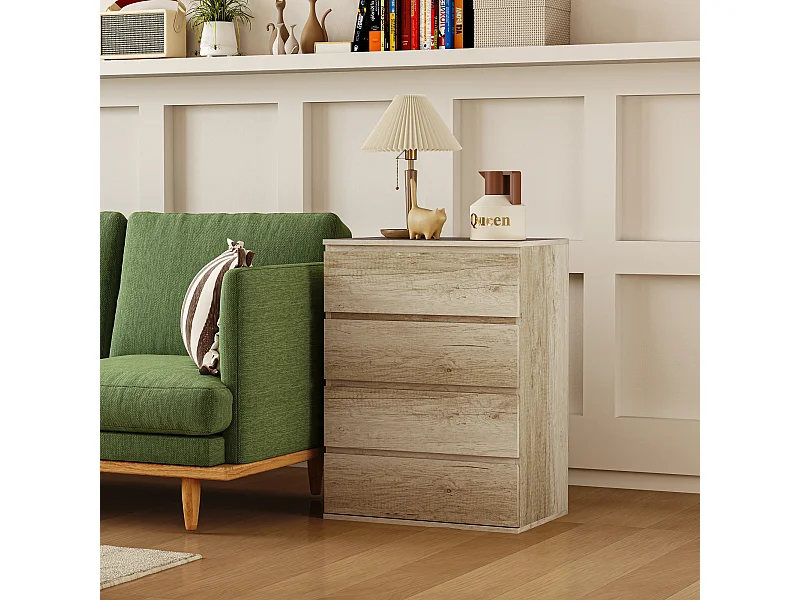 Commode 4 tiroirs dim. 60L x 40l x 80H cm effet bois