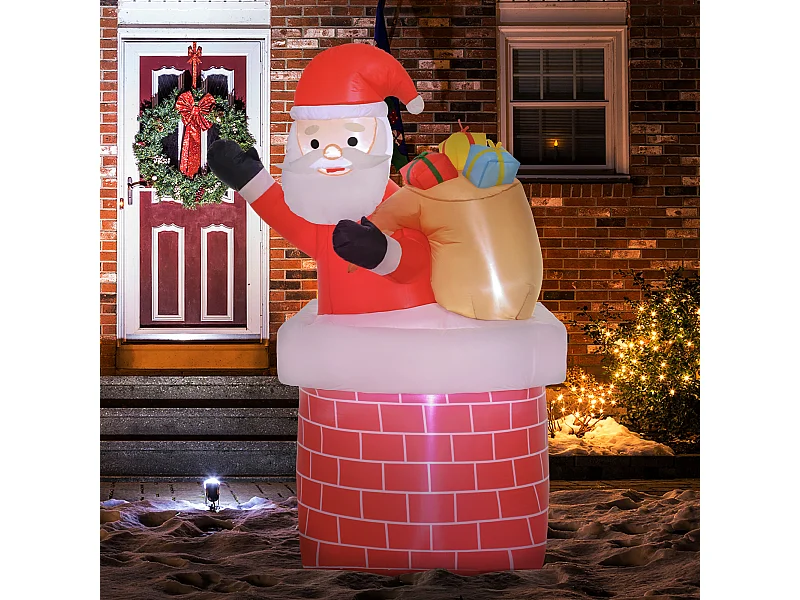 Décoration Noël gonflable H.195cm - Père Noël gonflable extérieur intérieur LED IP44