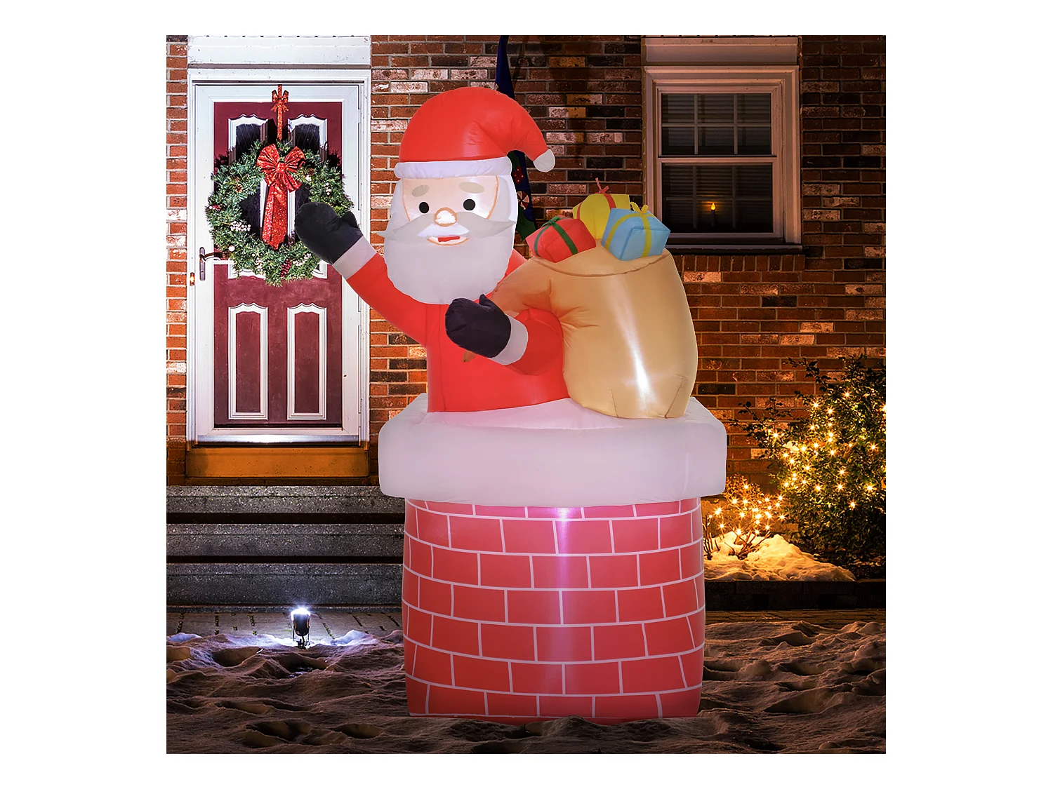 Décoration Noël gonflable H.195cm - Père Noël gonflable extérieur intérieur LED IP44