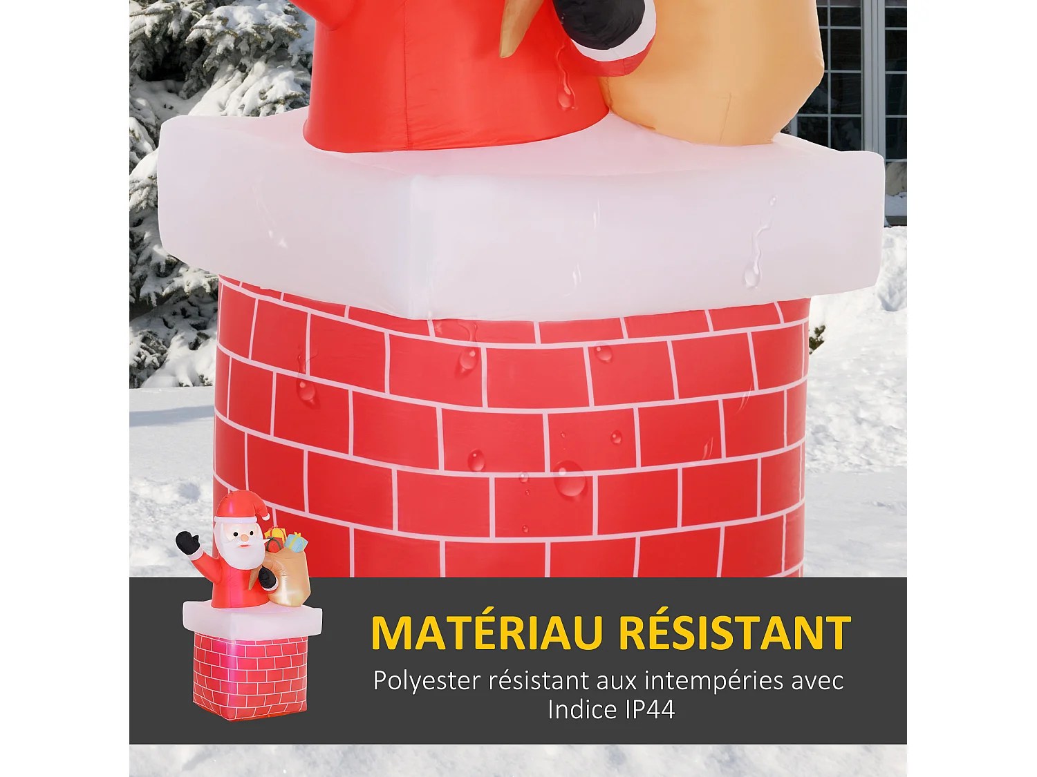 Décoration Noël gonflable H.195cm - Père Noël gonflable extérieur intérieur LED IP44