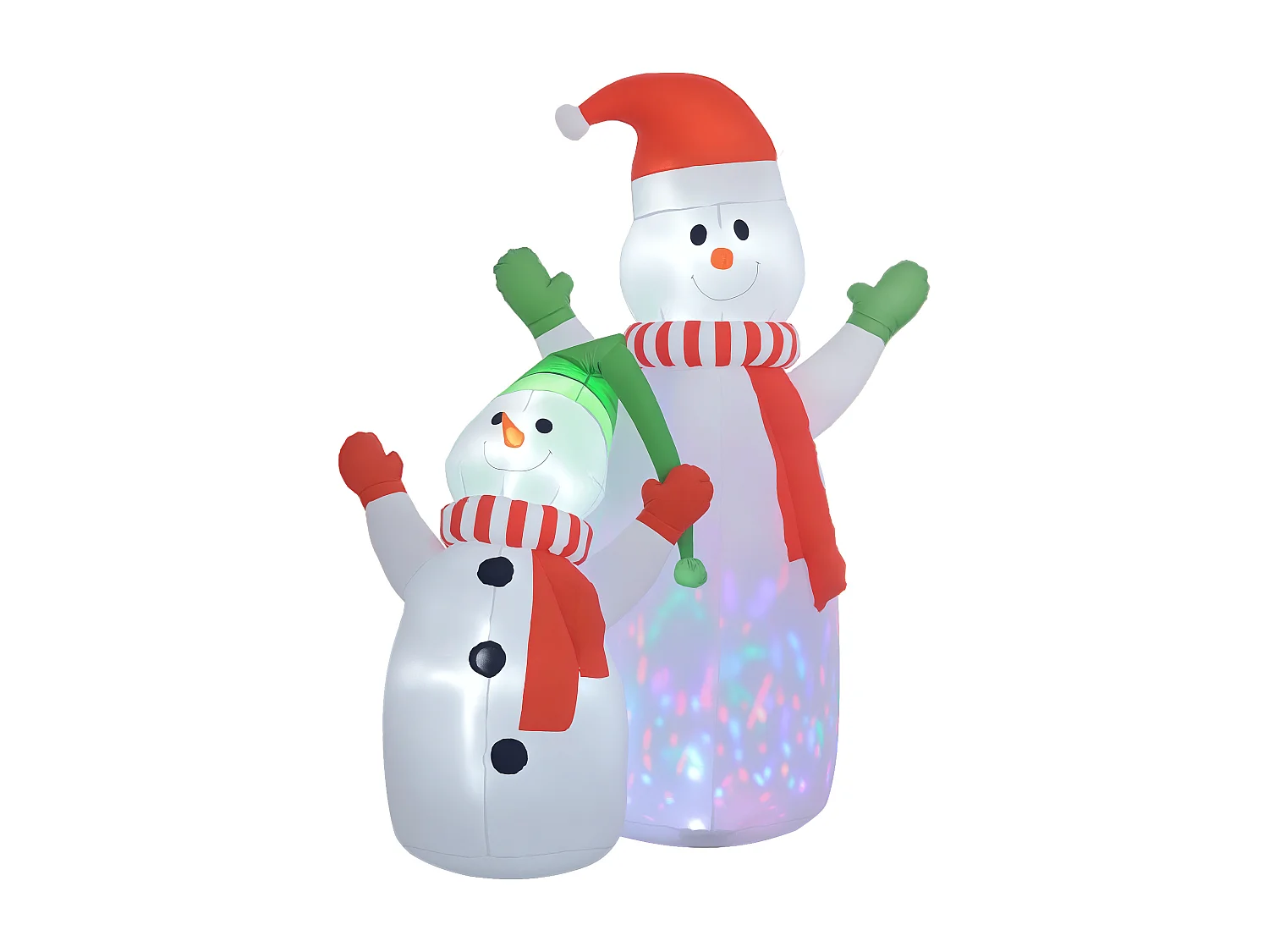 Décoration Noël gonflable dim. 190L x 110l x 240H cm - Bonhomme de neige gonflable de Noël extérieur intérieur LED rotatives colorées