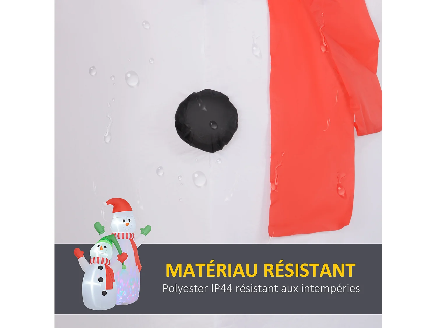 Décoration Noël gonflable dim. 190L x 110l x 240H cm - Bonhomme de neige gonflable de Noël extérieur intérieur LED rotatives colorées