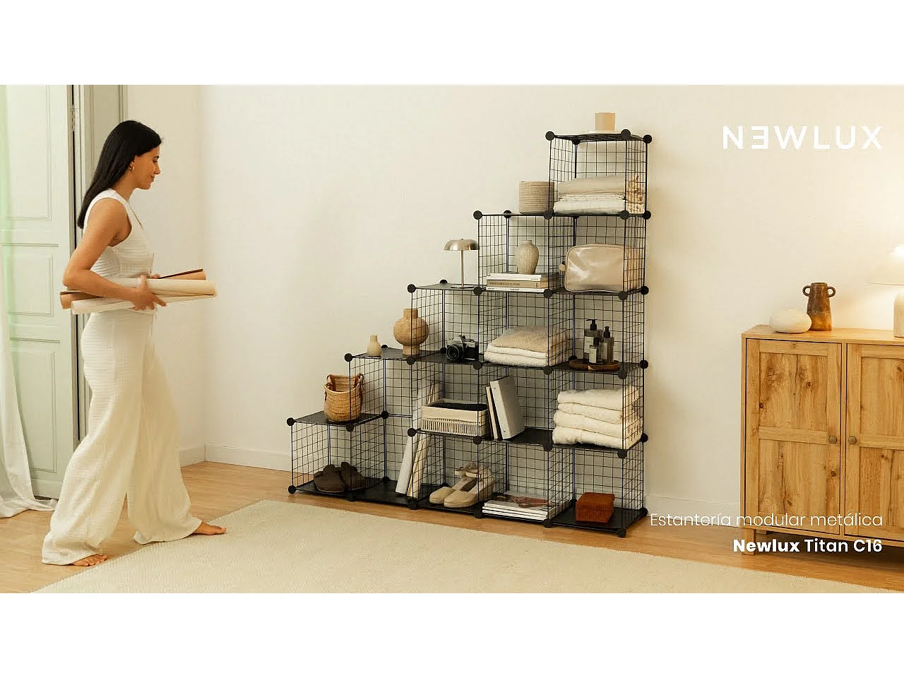 Estantería Modular  Titan C16 Negro - Newlux