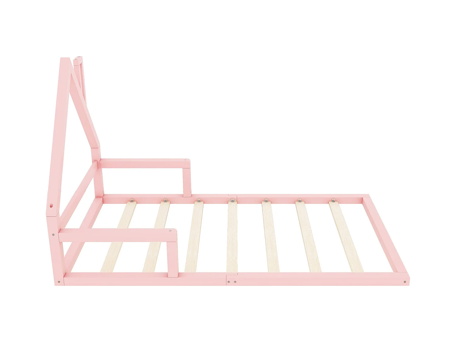 Kinderbett 90x200 cm mit Lattenrost, Hausform, rosa - ohne Matratze