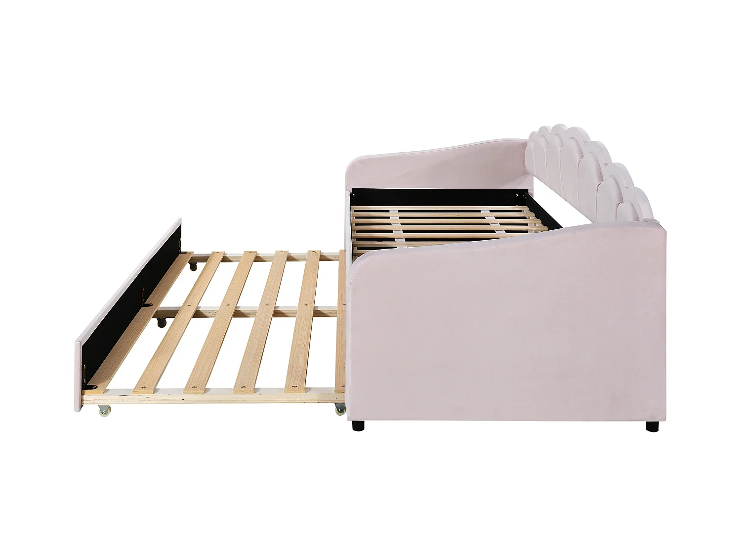 Schlafsofa 90x200 cm mit Ausziehbett und LED-Beleuchtung, Samt rosa - ohne Matratze