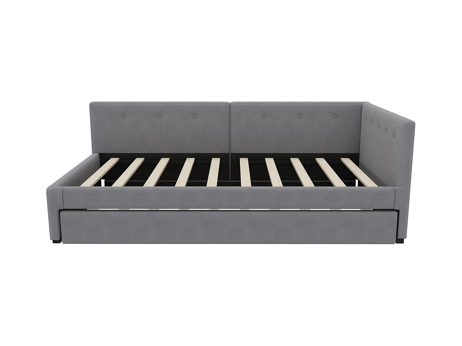 Schlafsofa 90x200 cm mit Ausziehbett und Lattenrost, Samt grau - ohne Matratze