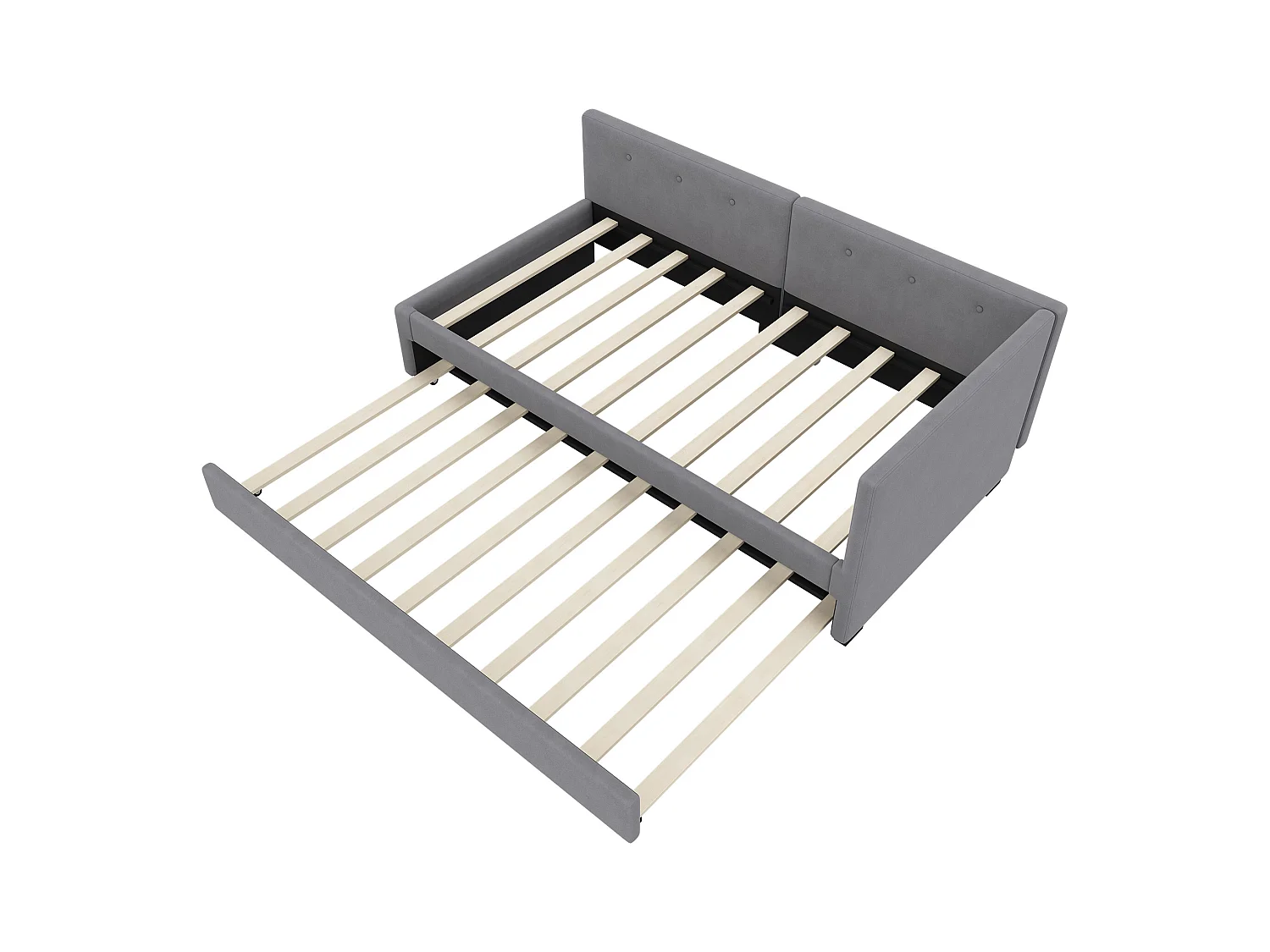 Schlafsofa 90x200 cm mit Ausziehbett und Lattenrost, Samt grau - ohne Matratze