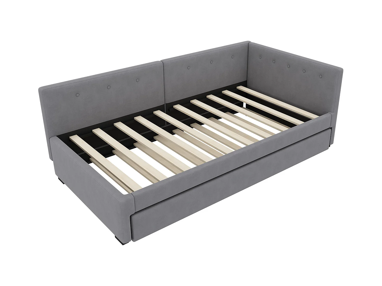 Schlafsofa 90x200 cm mit Ausziehbett und Lattenrost, Samt grau - ohne Matratze