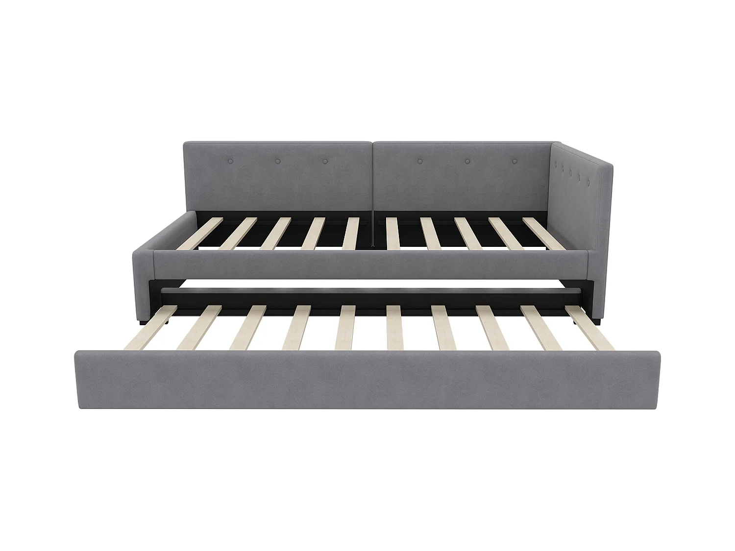 Schlafsofa 90x200 cm mit Ausziehbett und Lattenrost, Samt grau - ohne Matratze