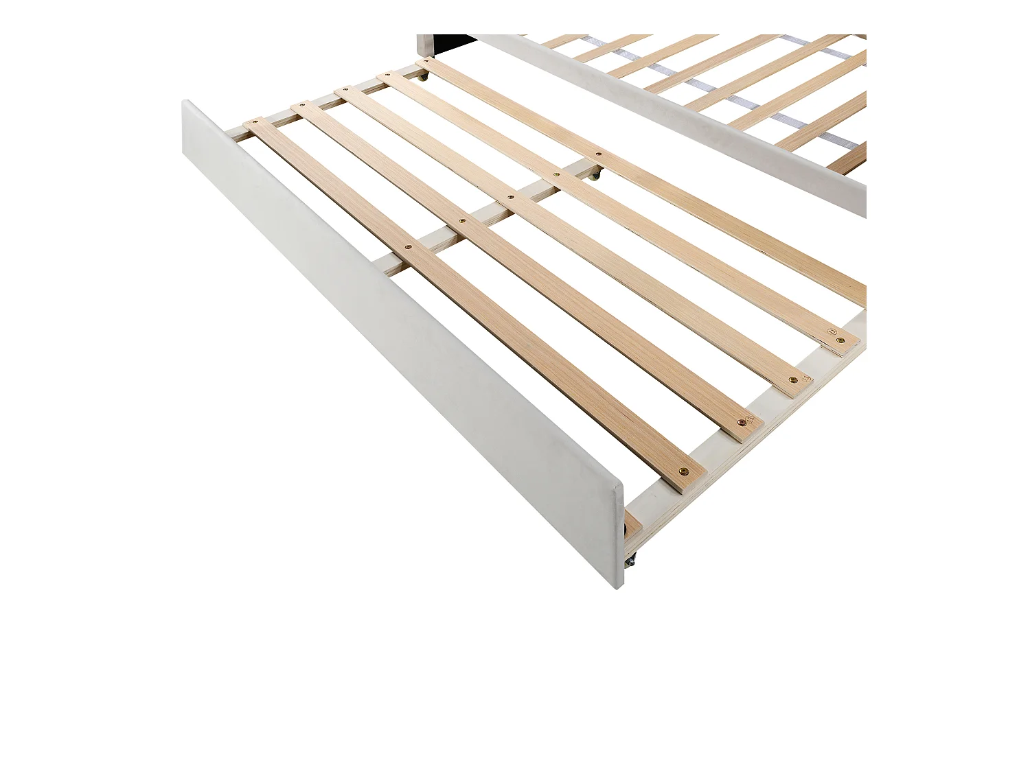 Schlafsofa 90x200 cm mit Ausziehbett und LED-Beleuchtung, Samt beige - ohne Matratze