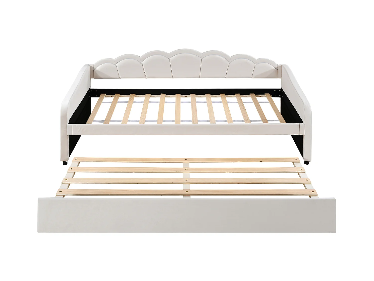 Schlafsofa 90x200 cm mit Ausziehbett und LED-Beleuchtung, Samt beige - ohne Matratze