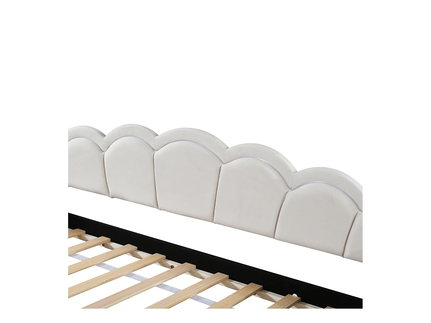 Schlafsofa 90x200 cm mit Ausziehbett und LED-Beleuchtung, Samt beige - ohne Matratze