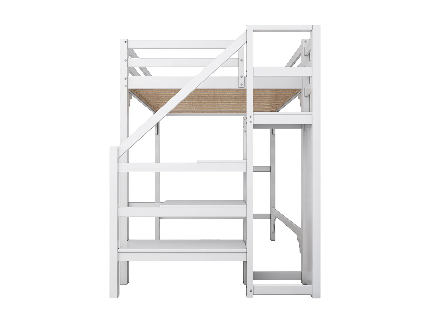 Hochbett 140x200 cm mit Kleiderschrank und Lattenrost, weiß - ohne Matratze