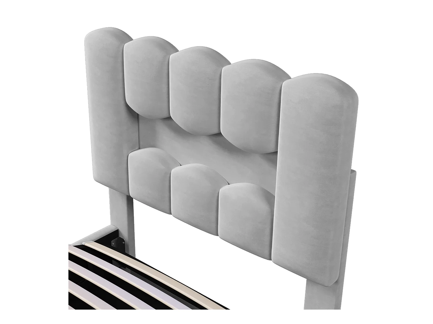 Cama con almacenamiento 90x200 cm con iluminación LED y cabecero ajustable, terciopelo gris - sin colchón