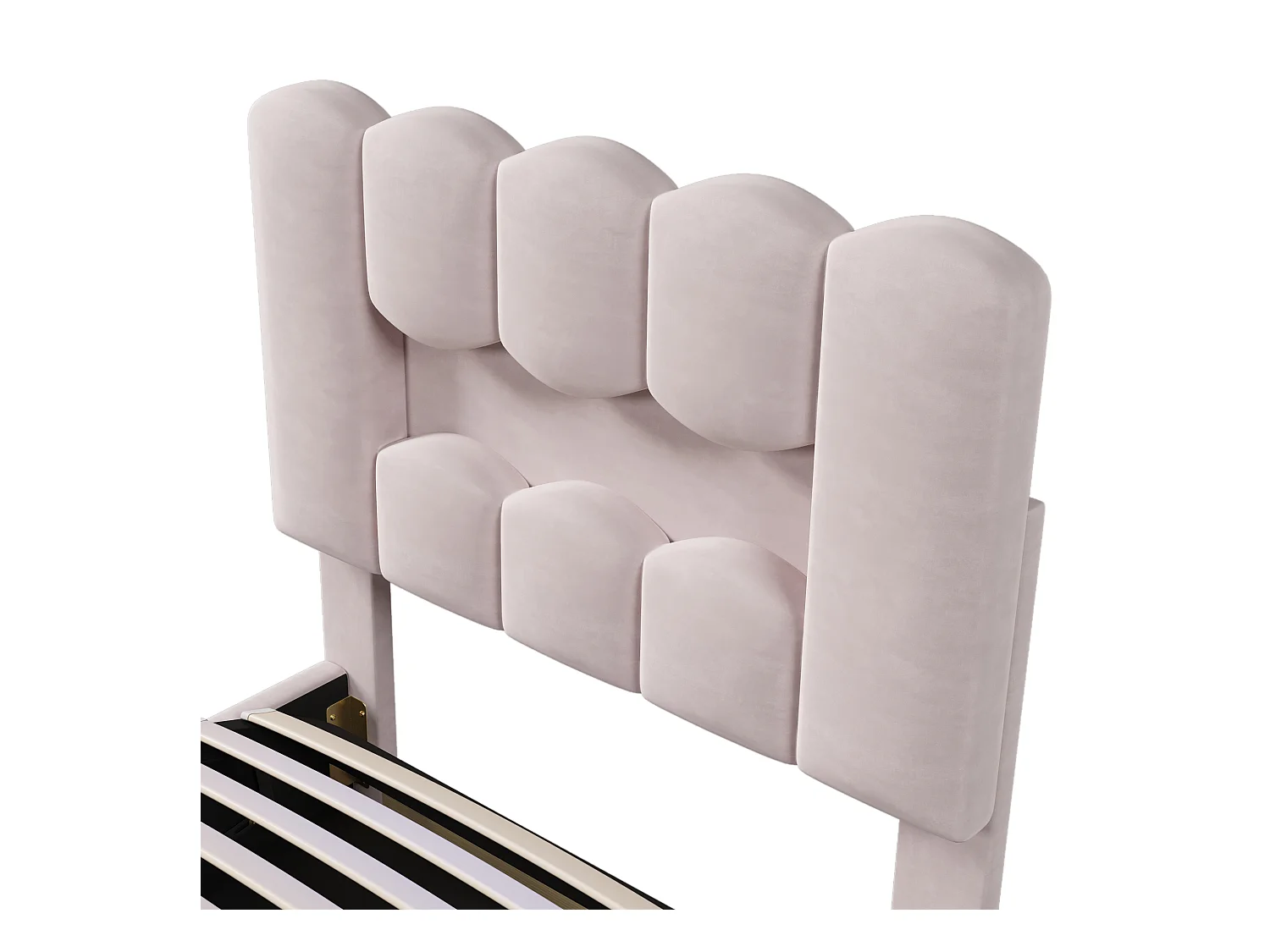 Cama con almacenamiento 90x200 cm con iluminación LED y cabecero ajustable, terciopelo rosa - sin colchón