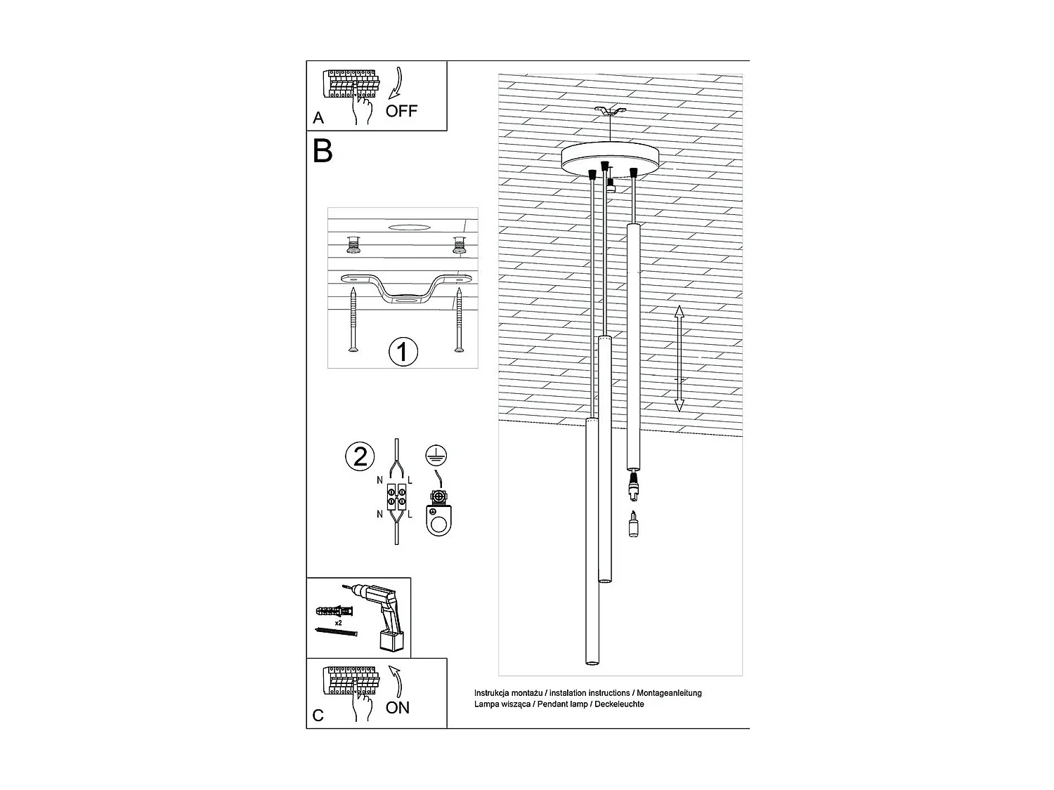 Lampe pendante Novastel 3P or poli