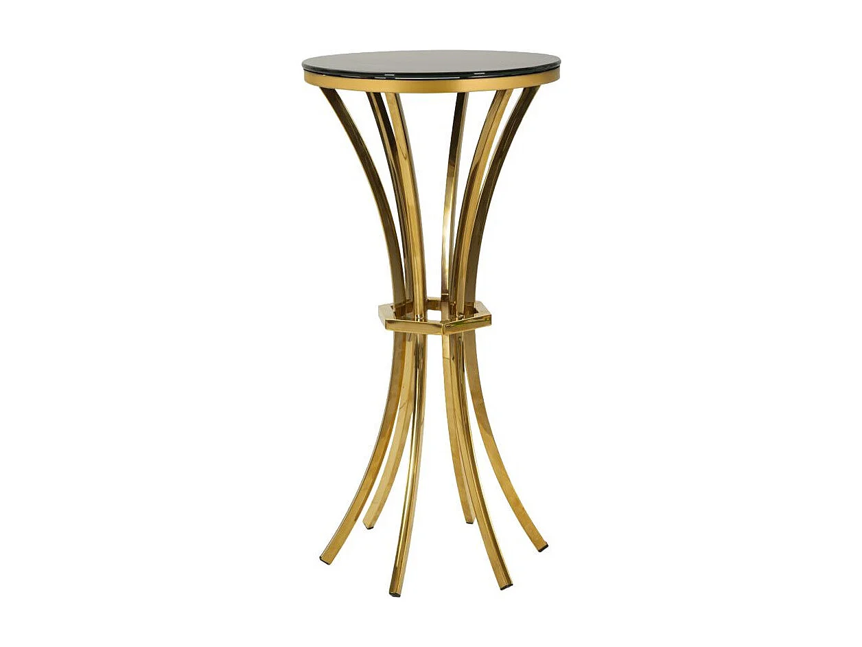 Hoge tafel van metaal en glas in goud en zwart (Ø 40x81 cm)