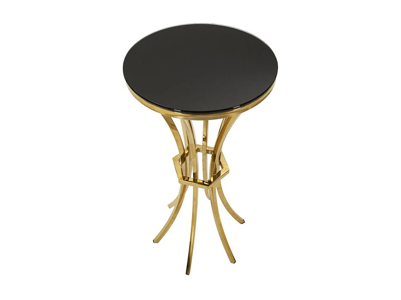Hoge tafel van metaal en glas in goud en zwart (Ø 40x81 cm)