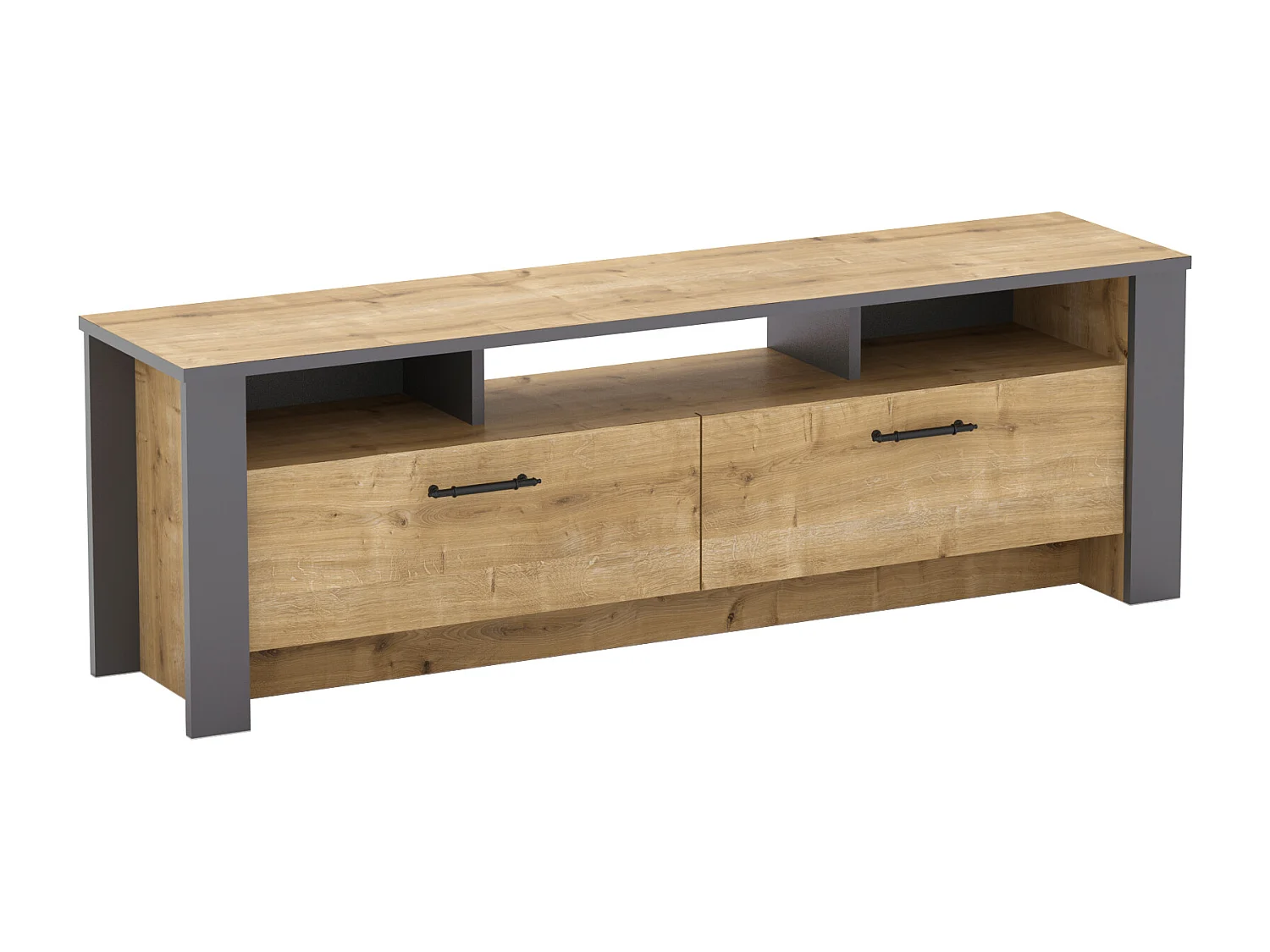 Meuble TV Manhattan 150 cm avec 2 armoires et 3 niches