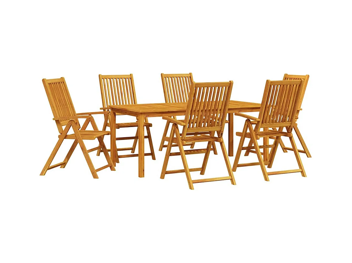 Tuin Eetset 7 pcs Bruin Massief acaciahout