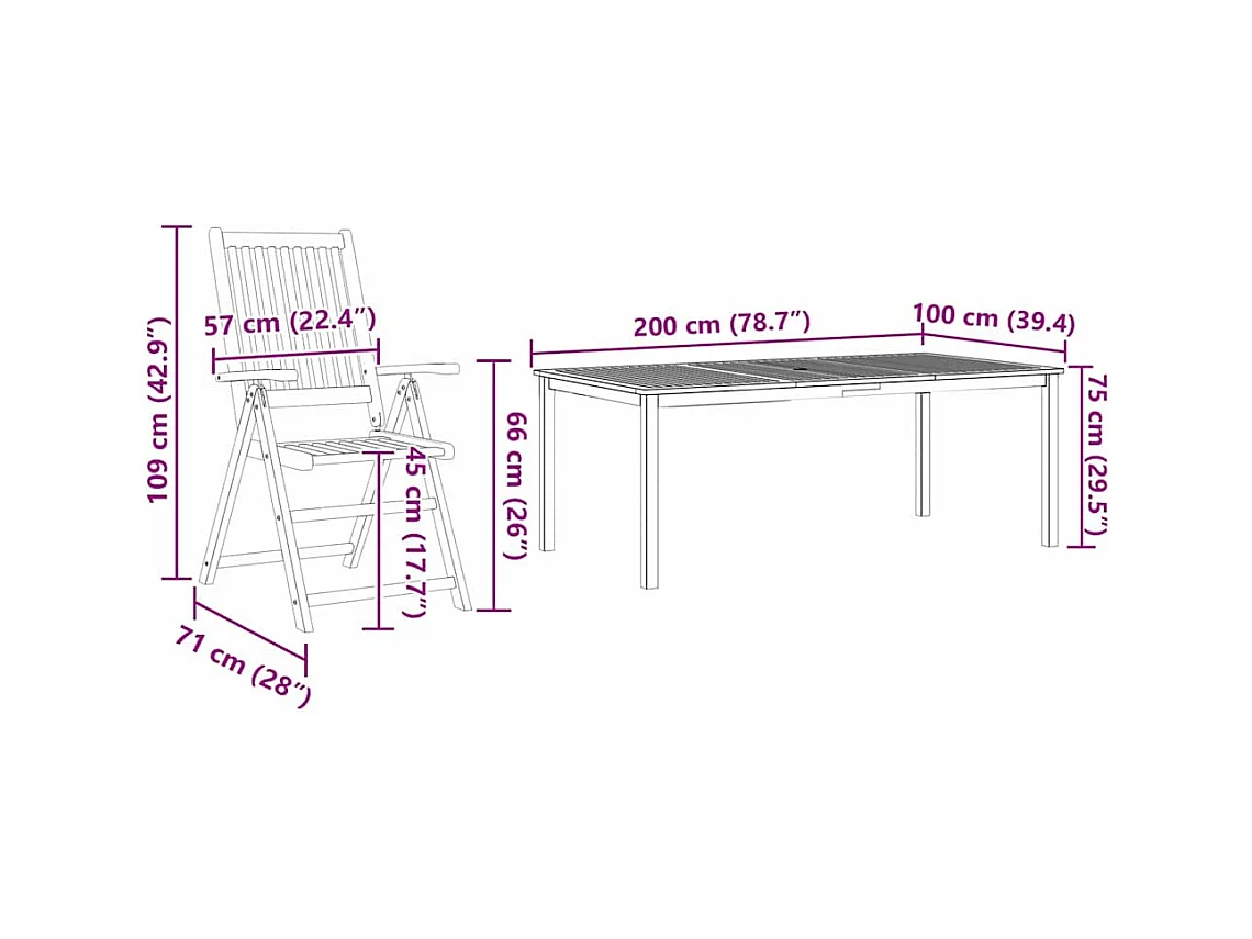Tuin Eetset 7 pcs Bruin Massief acaciahout