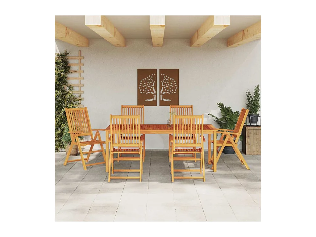 Tuin Eetset 7 pcs Bruin Massief acaciahout