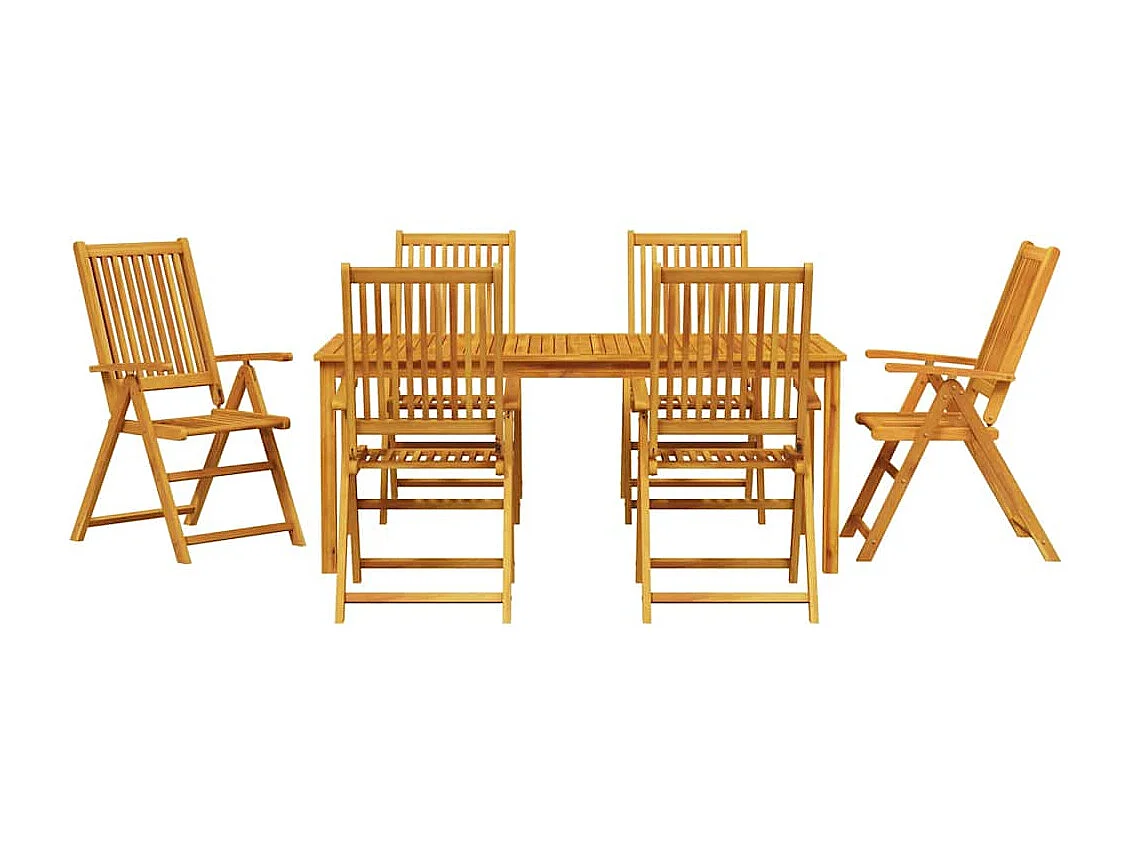 Tuin Eetset 7 pcs Bruin Massief acaciahout