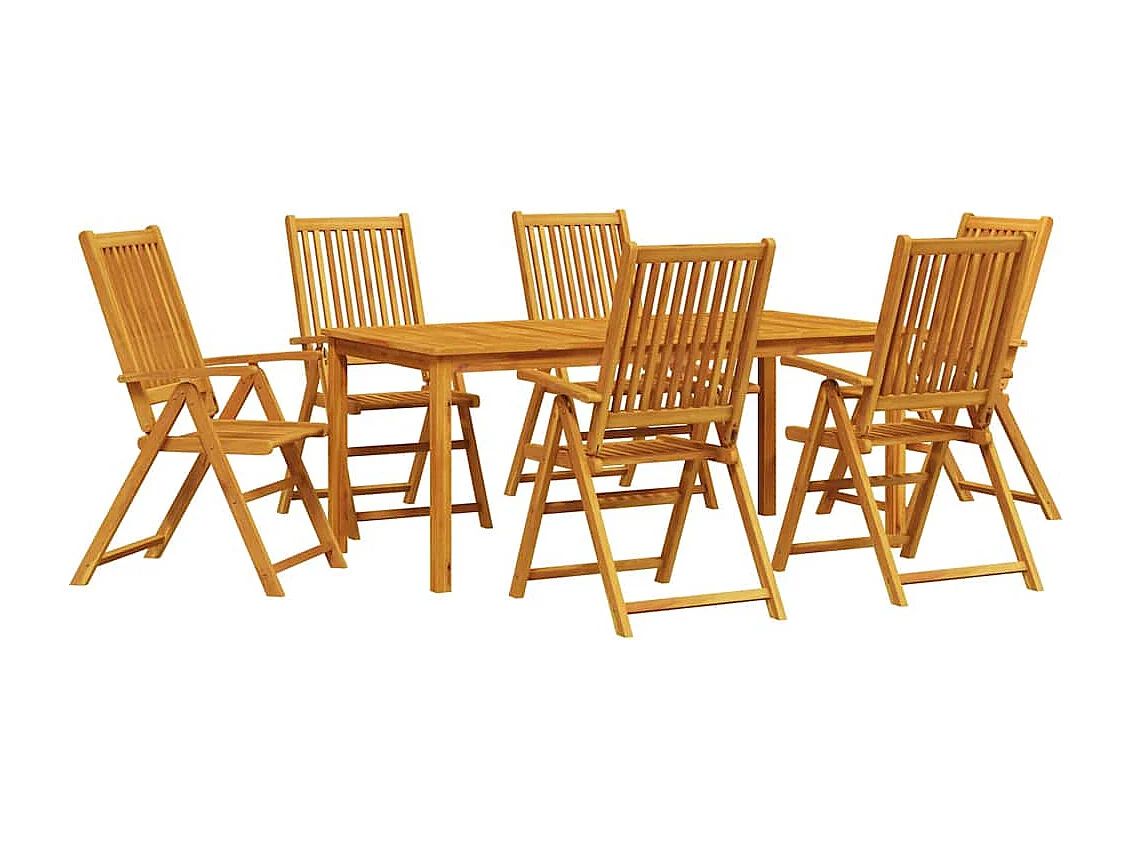 Garten Essgruppe 7 pcs Braun Massivholz Akazie