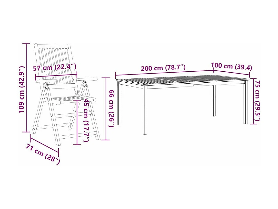 Garten Essgruppe 7 pcs Braun Massivholz Akazie