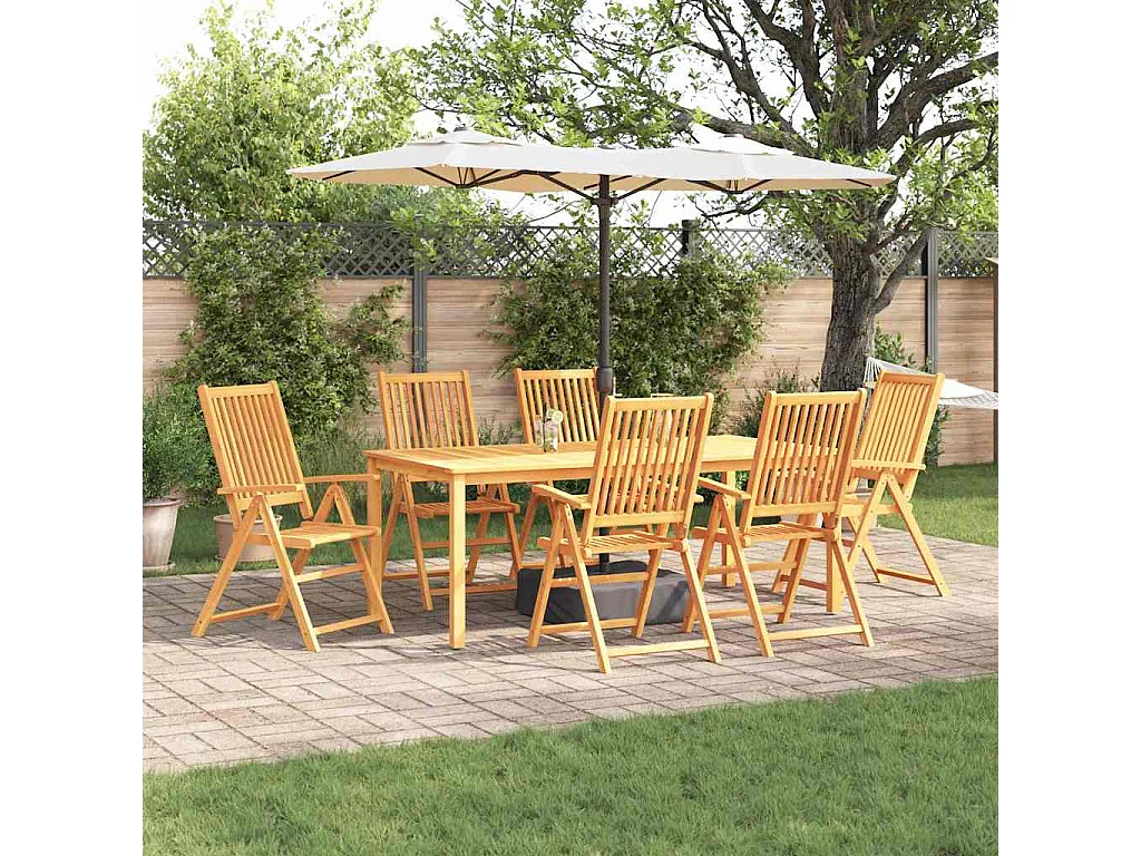 Ensemble de salle à manger pour jardin 7 pcs Marron