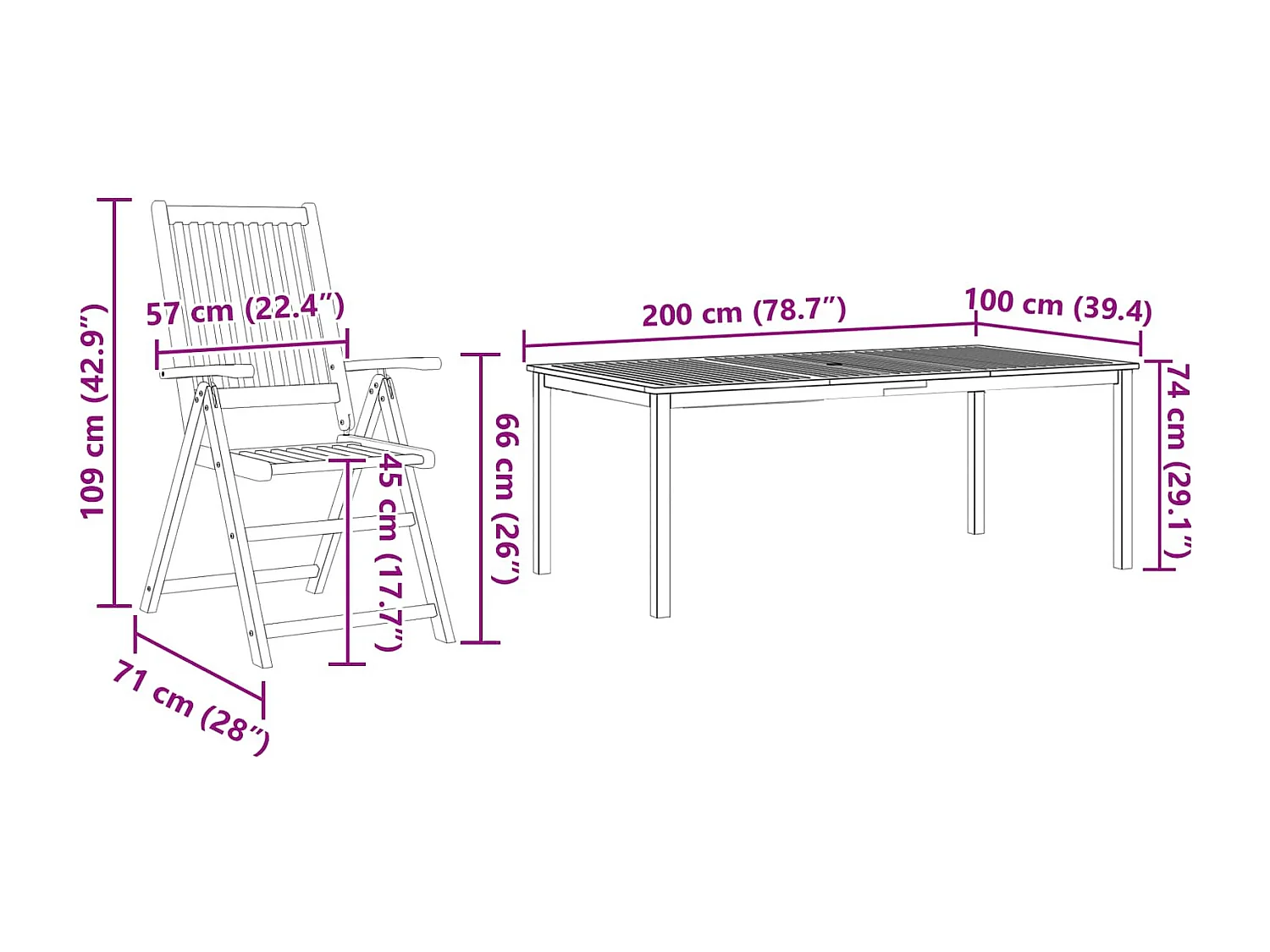 Ensemble de salle à manger pour jardin 7 pcs Marron