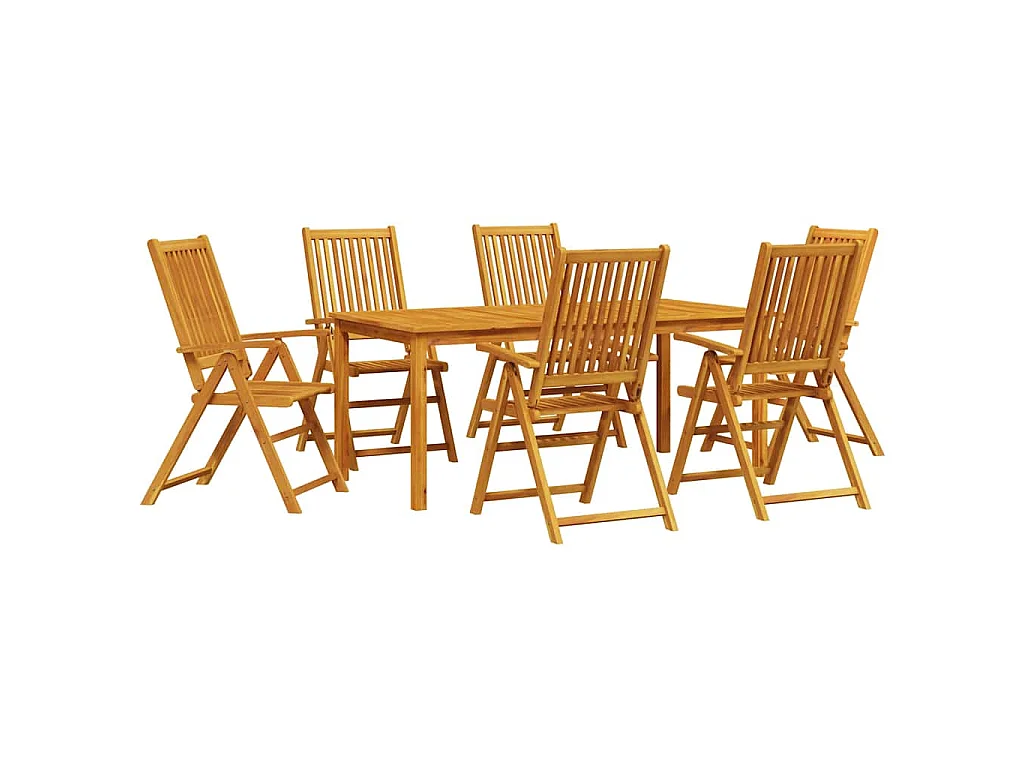 Set da Pranzo per Giardino Pieghevole 7 pcs Marrone